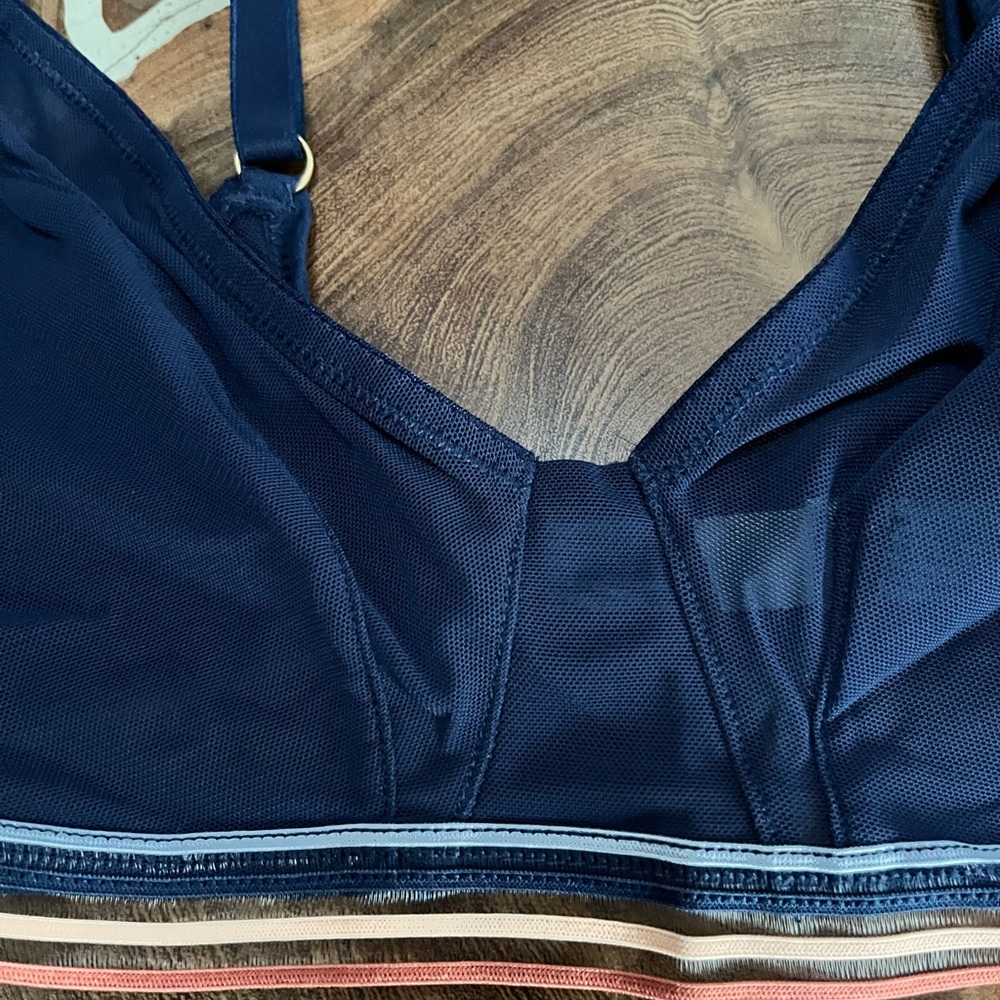Madewell Nora Mesh Navy Blue Sheer Bra size M new with tags! - Picture 3 of 10